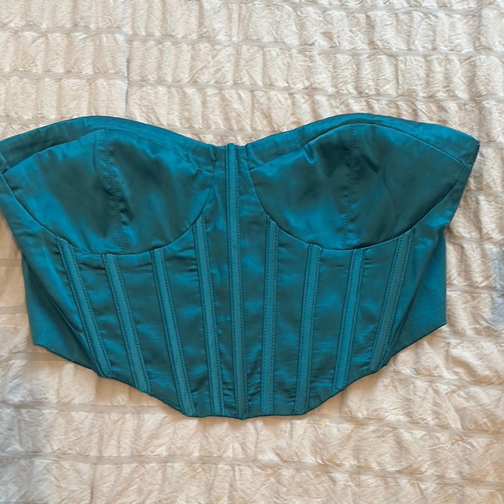 Teal Strapless Corset Top